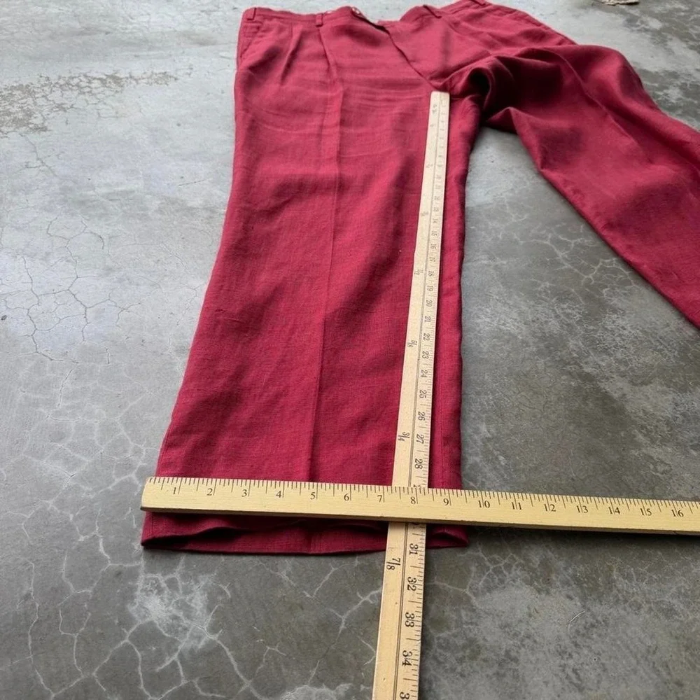 Vintage 90's Givenchy 100% linen red pleated  baggy trousers dress pants 42x31